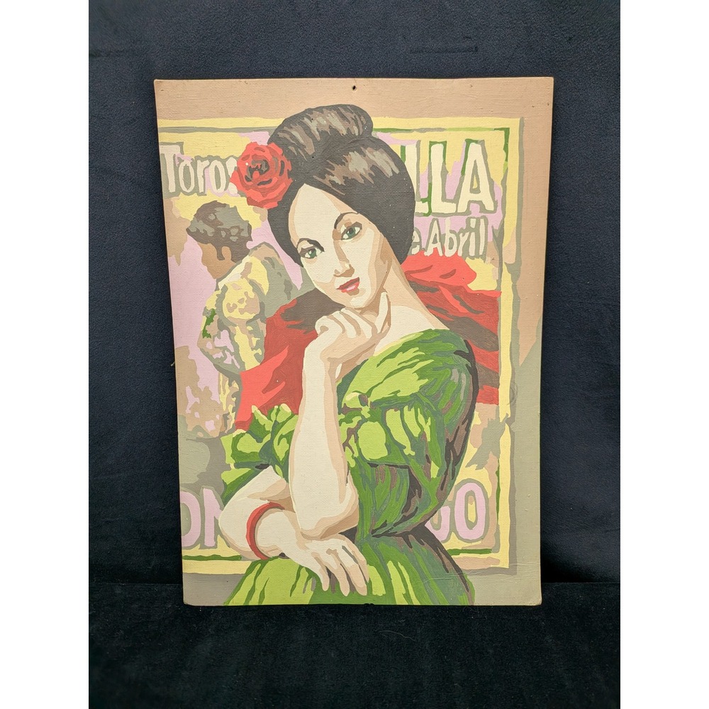 Vintage Paint by Number Spanish Flamenco Dancer Matador Art 10x14 Mid Century